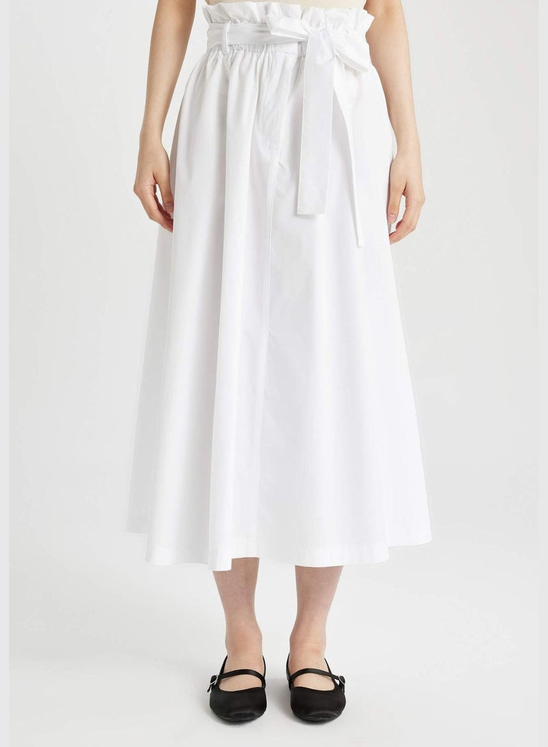 A Cut Poplin Normal Waist Midi Skirt