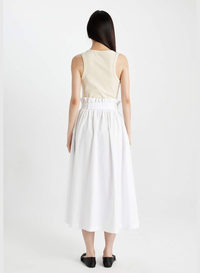 A Cut Poplin Normal Waist Midi Skirt