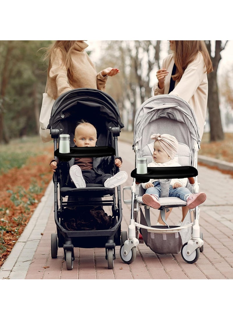 3 in 1 Universal Stroller Snack Tray, Universal Snack Tray with Cup Holder Phone Holder for Stroller, Non Slip Clip Firmly Grip Stroller Bar, Stroller Tray for Watch Video On The Go
