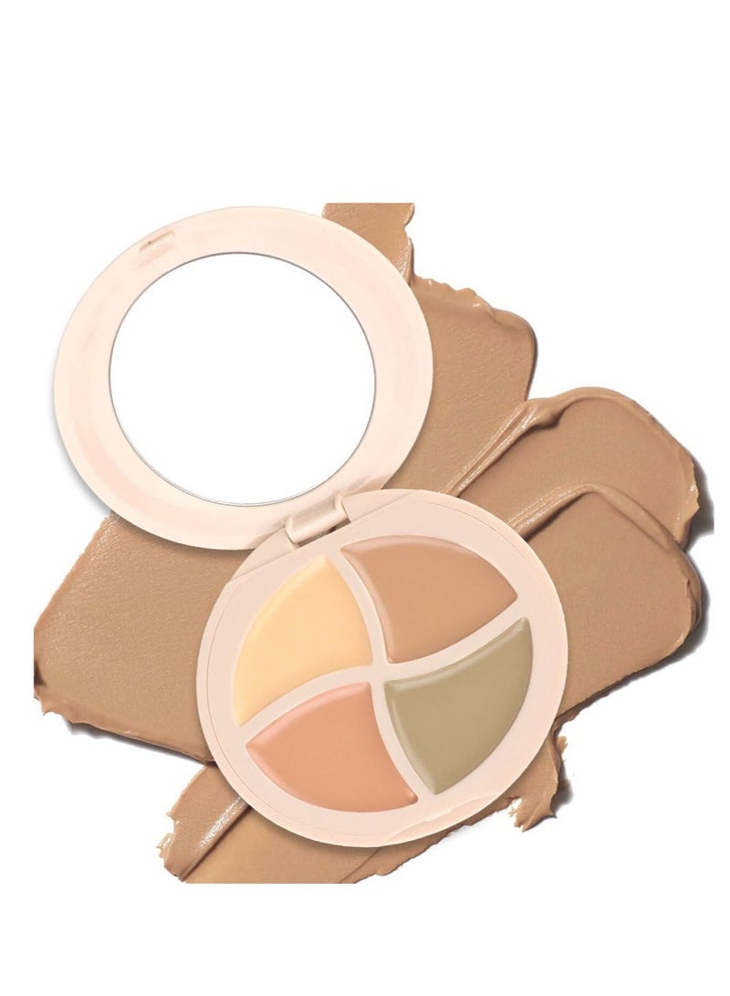 Cream Contour Powder Concealer, 4 Color Makeup Palette Kit Eyeshadow for Mature Skin Peach Dark Color, Corrector Full Face Professional Color Correcting Conceal Imperfections Spots Acne and Dark Circl