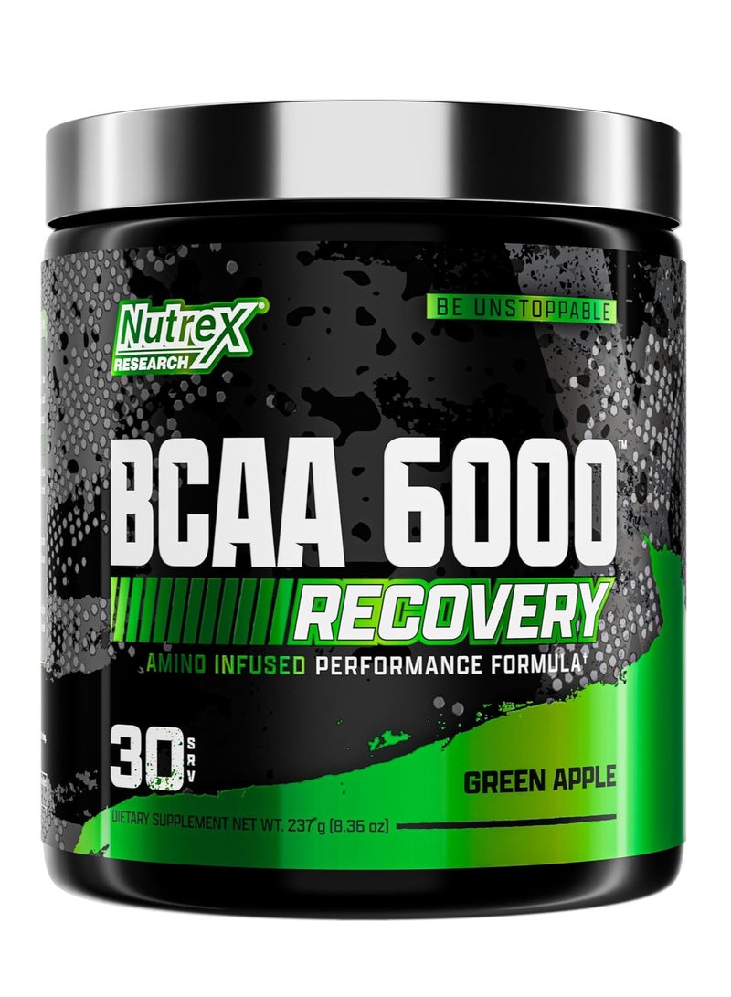 BCAA Powder 6000 Post Workout Recovery & Muscle Growth Green Apple Flavour  30 Servings 237 gm