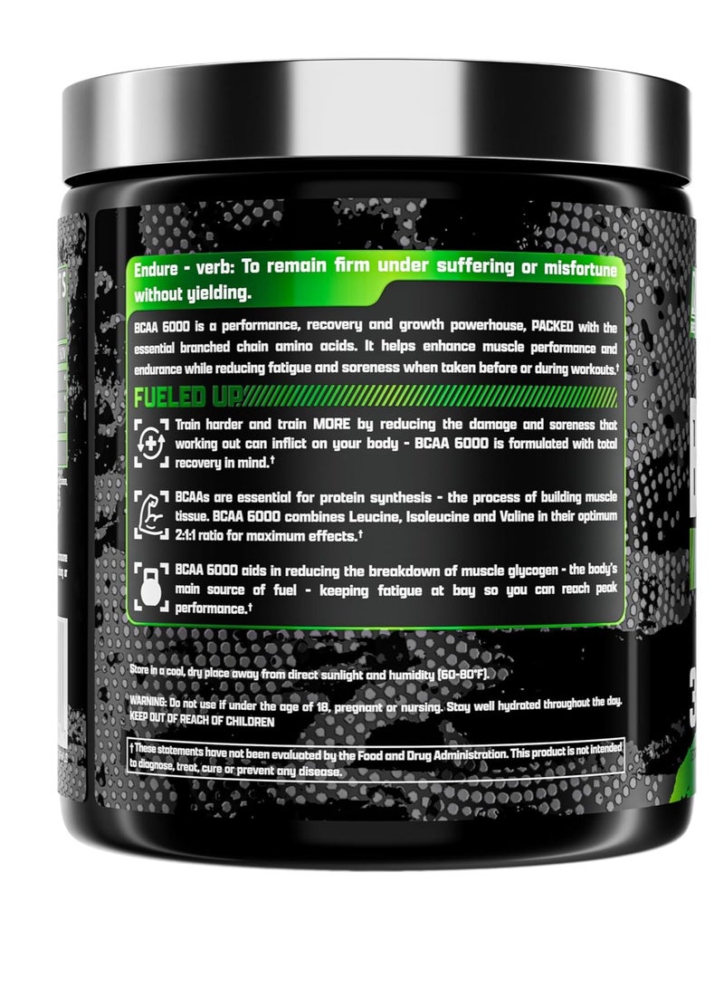 BCAA Powder 6000 Post Workout Recovery & Muscle Growth Green Apple Flavour  30 Servings 237 gm