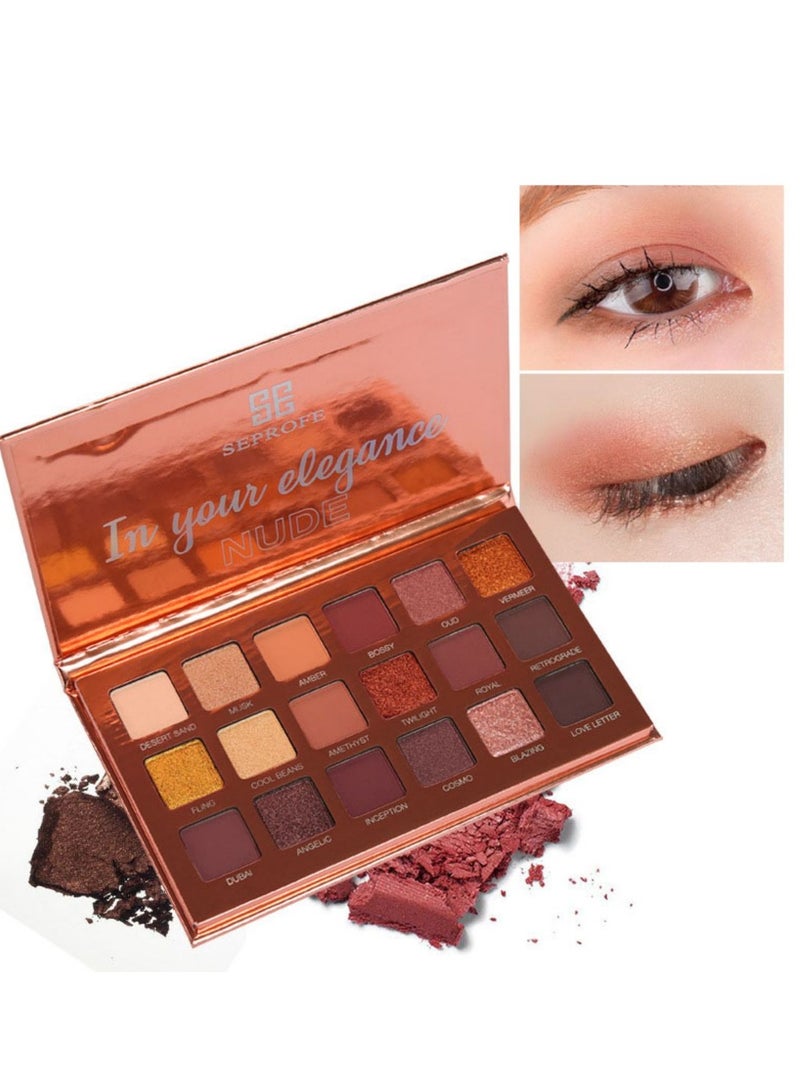 Eyeshadow Palette Professional S mokey Eye Shadows Nudes Highly P IGmented 18 Warm Chocolate Colors Matte Shimmer Neutral Eyeshadow Makeup Kits Elegance Nude 18 colors