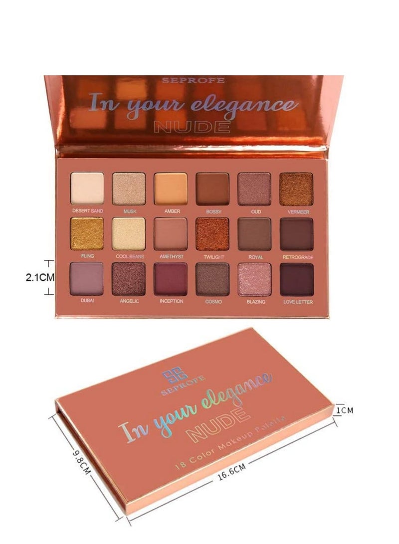 Eyeshadow Palette Professional S mokey Eye Shadows Nudes Highly P IGmented 18 Warm Chocolate Colors Matte Shimmer Neutral Eyeshadow Makeup Kits Elegance Nude 18 colors