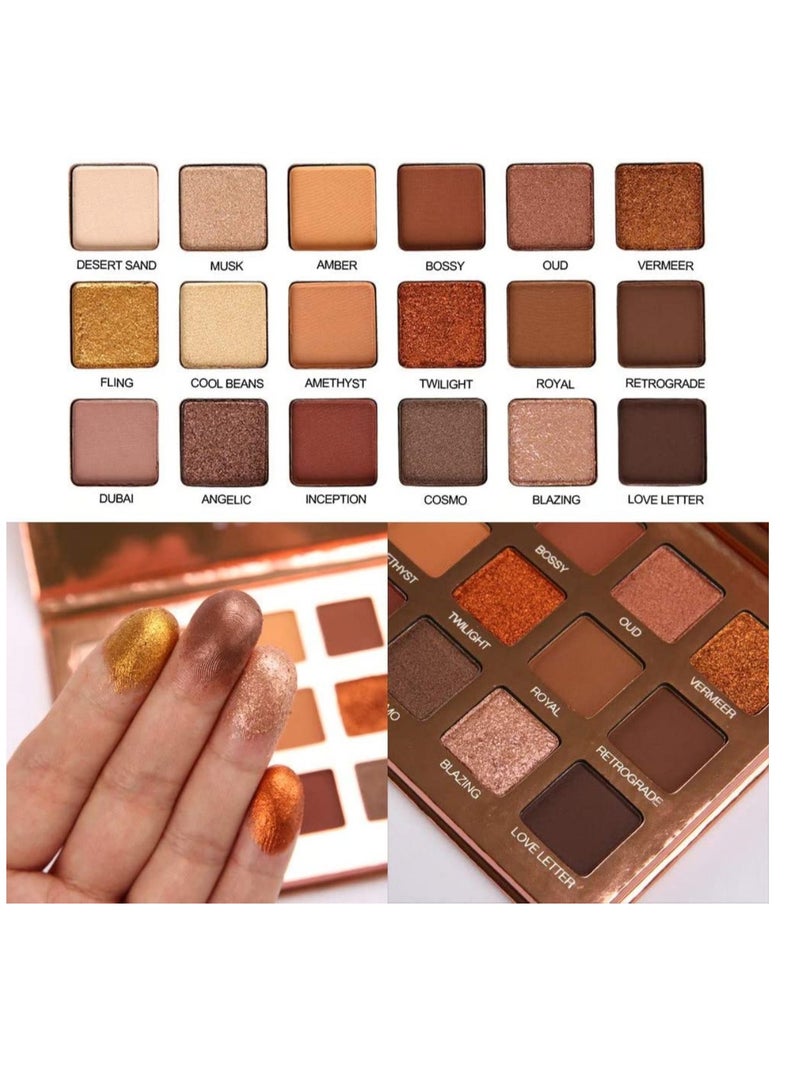 Eyeshadow Palette Professional S mokey Eye Shadows Nudes Highly P IGmented 18 Warm Chocolate Colors Matte Shimmer Neutral Eyeshadow Makeup Kits Elegance Nude 18 colors