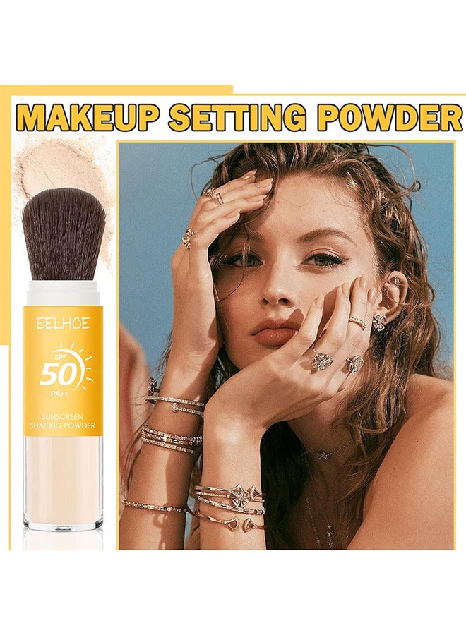 Sunscreen Setting Powder, SPF 50 PA++, UVA And UVB Protection, No Parabens, Gluten Free, Vegetarian, Hypo-Allergenic, Long-Lasting Lightweight Breathable Sunscreen Power, With Soft Sunscreen Brush