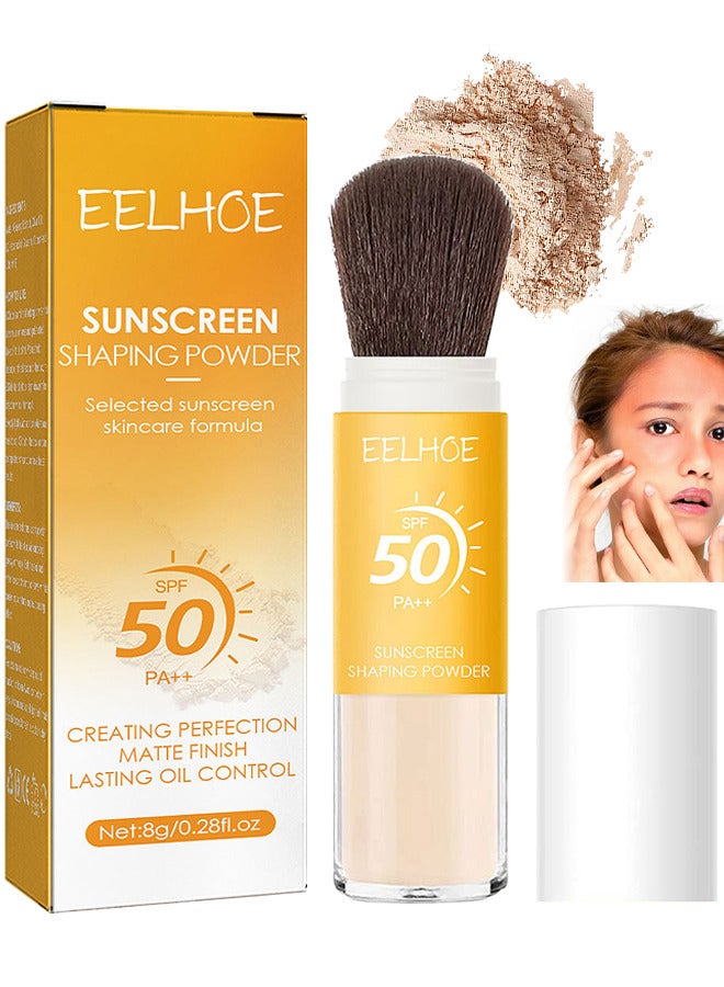 Sunscreen Setting Powder, SPF 50 PA++, UVA And UVB Protection, No Parabens, Gluten Free, Vegetarian, Hypo-Allergenic, Long-Lasting Lightweight Breathable Sunscreen Power, With Soft Sunscreen Brush