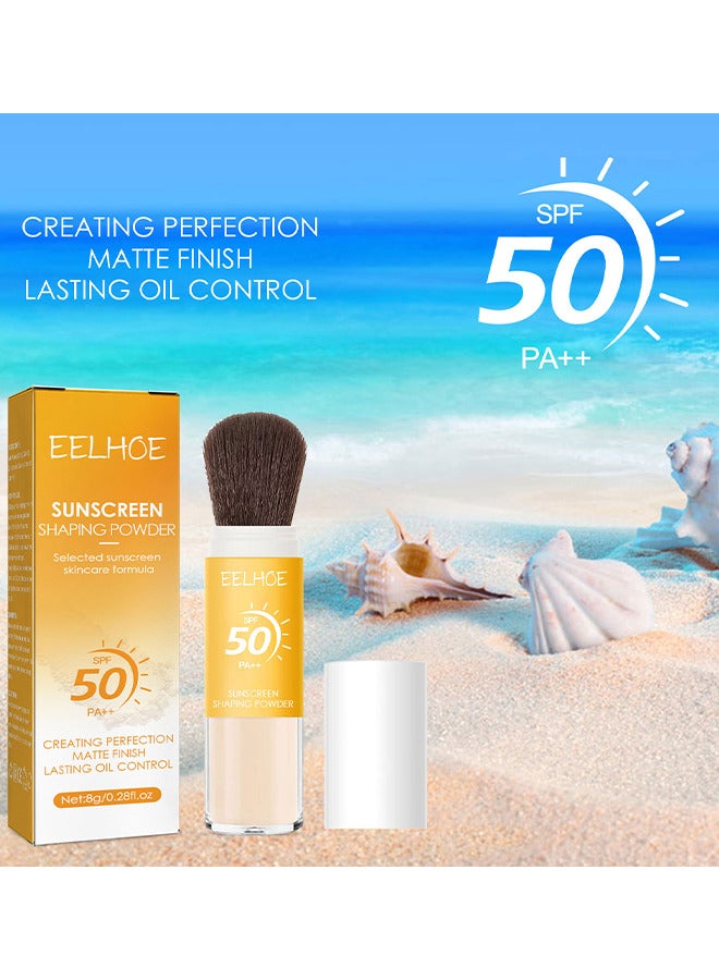 Sunscreen Setting Powder, SPF 50 PA++, UVA And UVB Protection, No Parabens, Gluten Free, Vegetarian, Hypo-Allergenic, Long-Lasting Lightweight Breathable Sunscreen Power, With Soft Sunscreen Brush