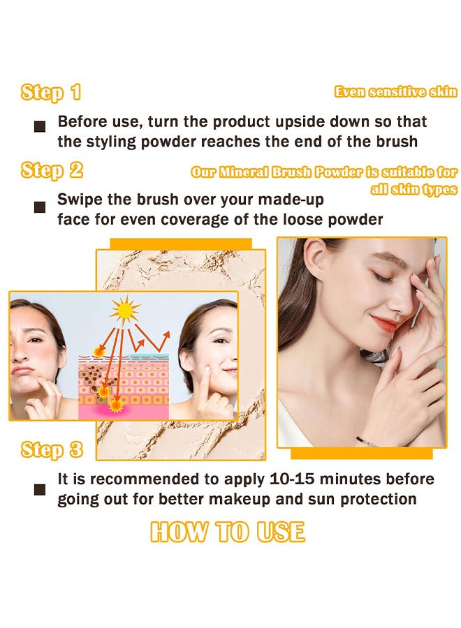 Sunscreen Setting Powder, SPF 50 PA++, UVA And UVB Protection, No Parabens, Gluten Free, Vegetarian, Hypo-Allergenic, Long-Lasting Lightweight Breathable Sunscreen Power, With Soft Sunscreen Brush