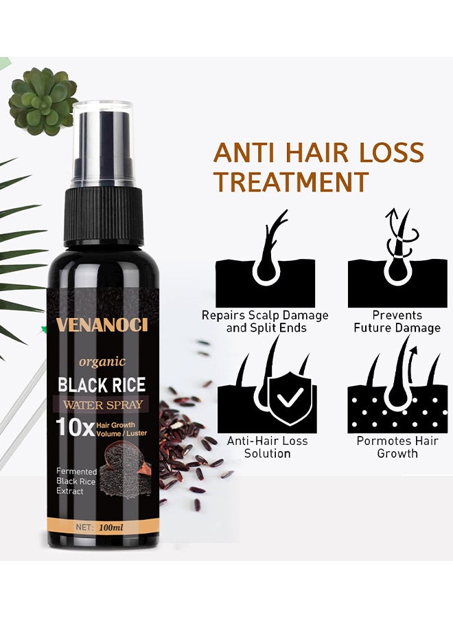 Hair Growth Serum, Black Rice Water For Hair Growth For Women And Men, Hair Loss Treatment, Rice Water Spray For Damaged Dry Hair Treatment, Hair Regrowth Treatment For Thicker Longer