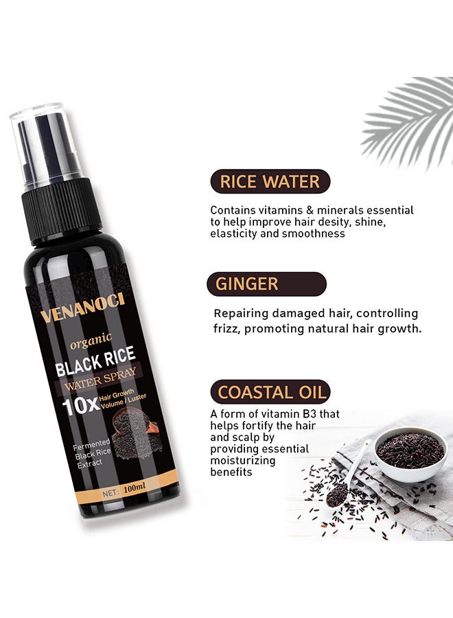 Hair Growth Serum, Black Rice Water For Hair Growth For Women And Men, Hair Loss Treatment, Rice Water Spray For Damaged Dry Hair Treatment, Hair Regrowth Treatment For Thicker Longer