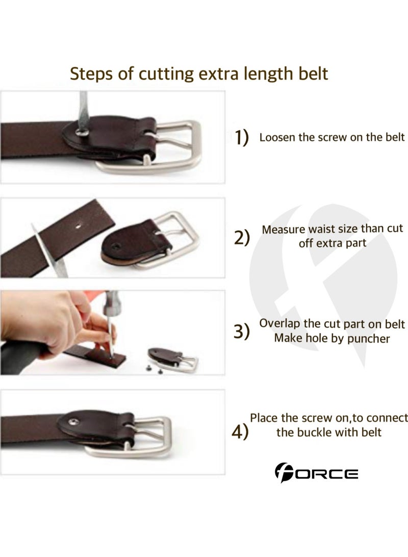 FORCE® Genuine Leather Belt Men in the GIFT BOX; Classic Jean Belt 40MM; Belts for men Casual KQ Pin Buckle