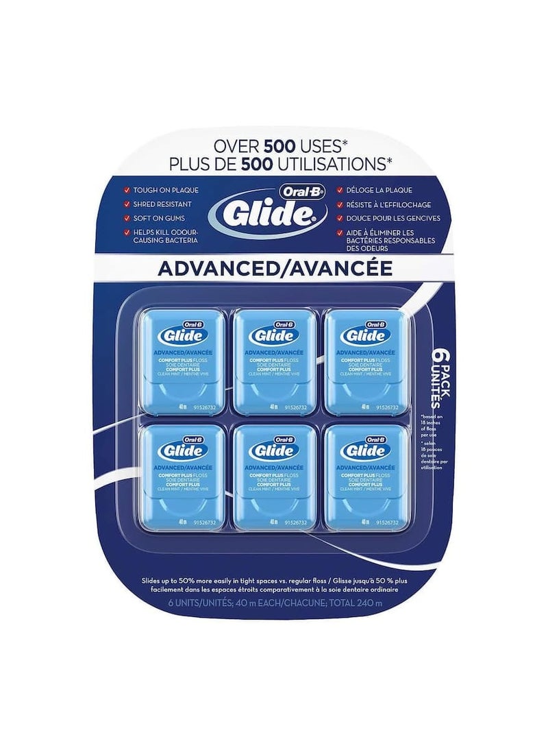 Oral-B Glide Advanced Floss Comfort Plus Clean Mint 40m 6 Pack