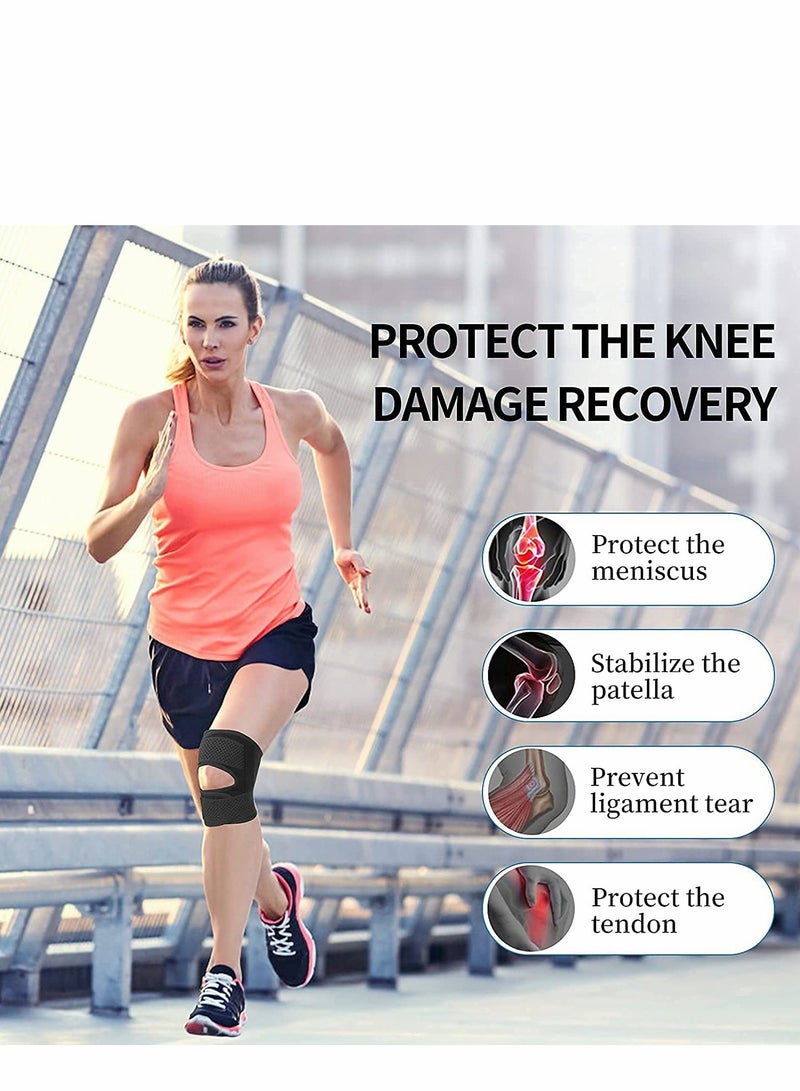 Knee Brace with Side Stabilizers Relieve Meniscal Tear Knee Pain ACL MCL Arthritis,Joint Pain Relief, Breathable Adjustable Knee Support Suitable for Men and Women with Sports Injuries (Left - L)