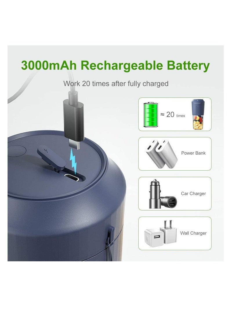 Mini Portable Blender Personal Blender 350ml Smoothie Shake Maker Fruit Juice Cup with Four Blades Handheld Juicer Machine 3000mAh Rechargeable 24000rpmormin for HomeorOffice