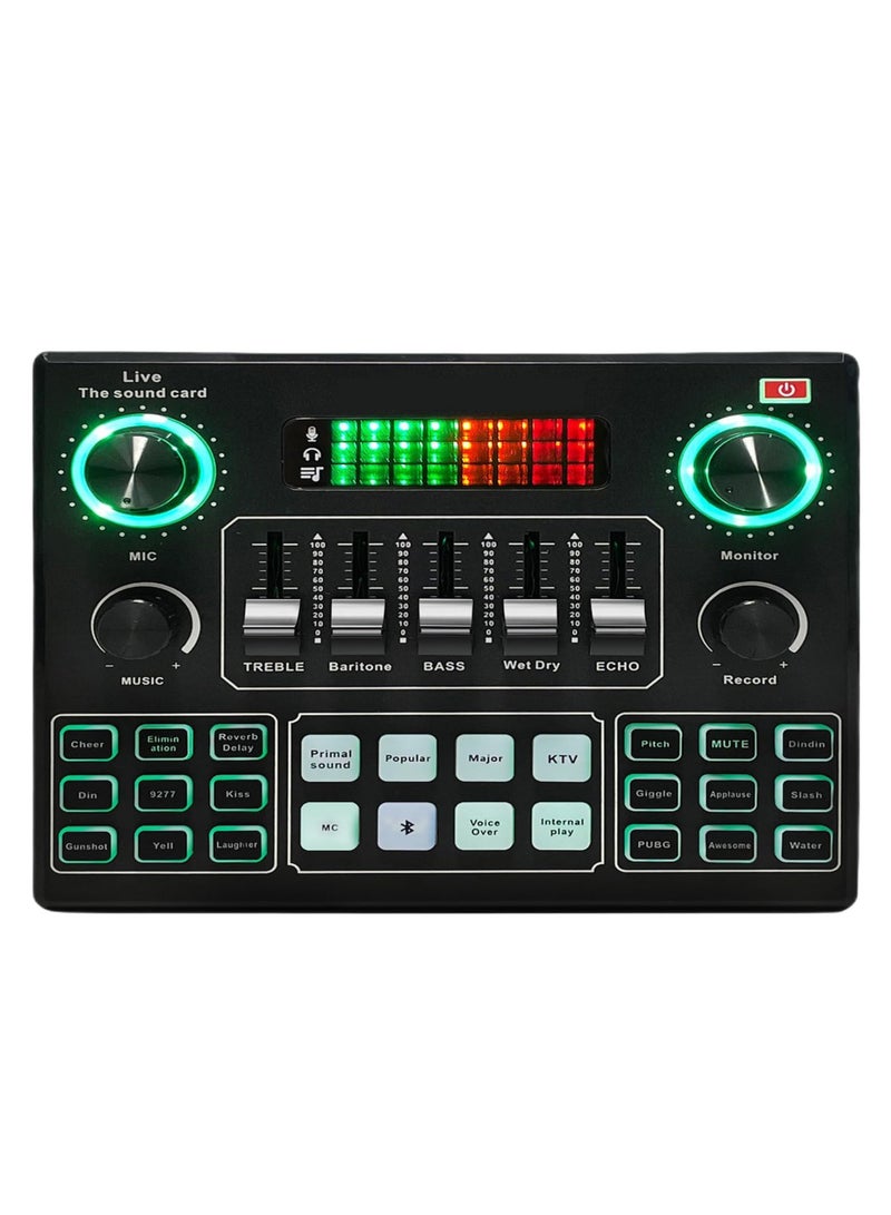 Live Sound Card Audio Mixer, Bluetooth Audio Mixer, Podcast Audio Interface with DJ Mixer Effects, Podcast Production Studio Equipment, Prefect for Streaming/Podcasting/Gaming