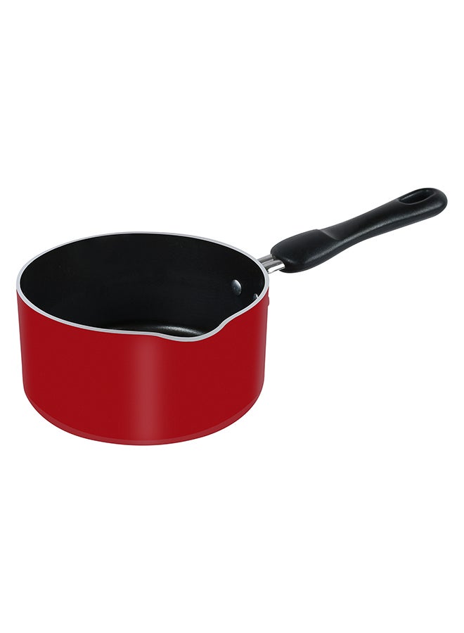 Classique Aluminium 14 CM Milk Pan, Non Stick Surface, Comfortable Grip Handle- Red Red 14cm
