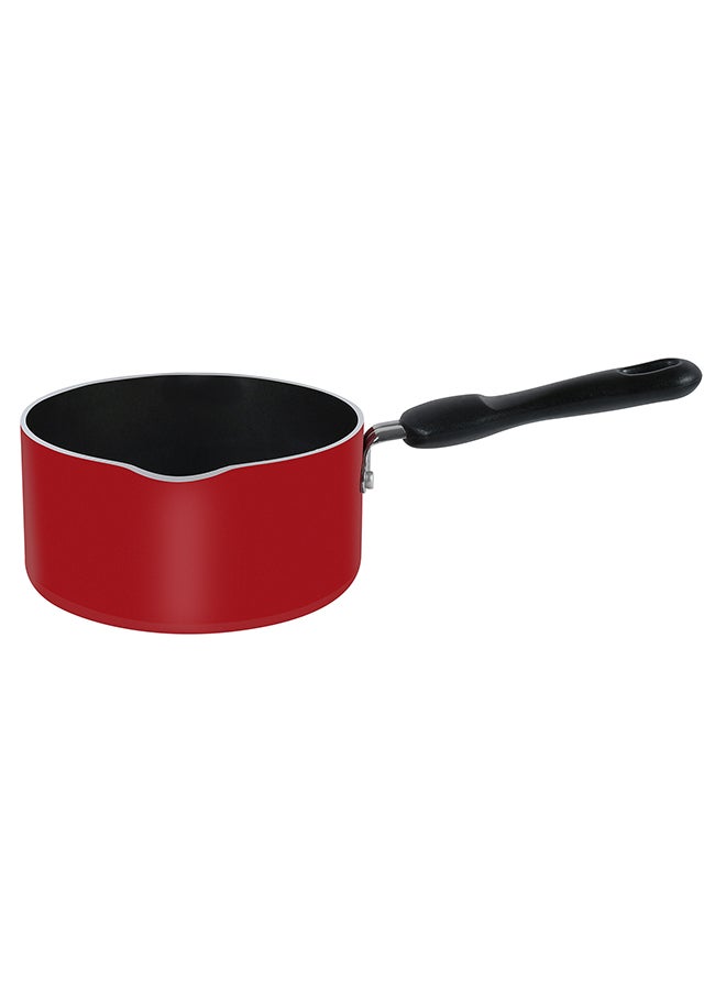 Classique Aluminium 14 CM Milk Pan, Non Stick Surface, Comfortable Grip Handle- Red Red 14cm