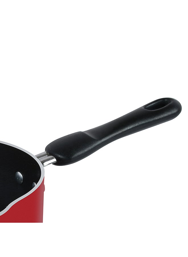 Classique Aluminium 14 CM Milk Pan, Non Stick Surface, Comfortable Grip Handle- Red Red 14cm
