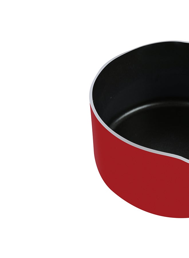 Classique Aluminium 14 CM Milk Pan, Non Stick Surface, Comfortable Grip Handle- Red Red 14cm