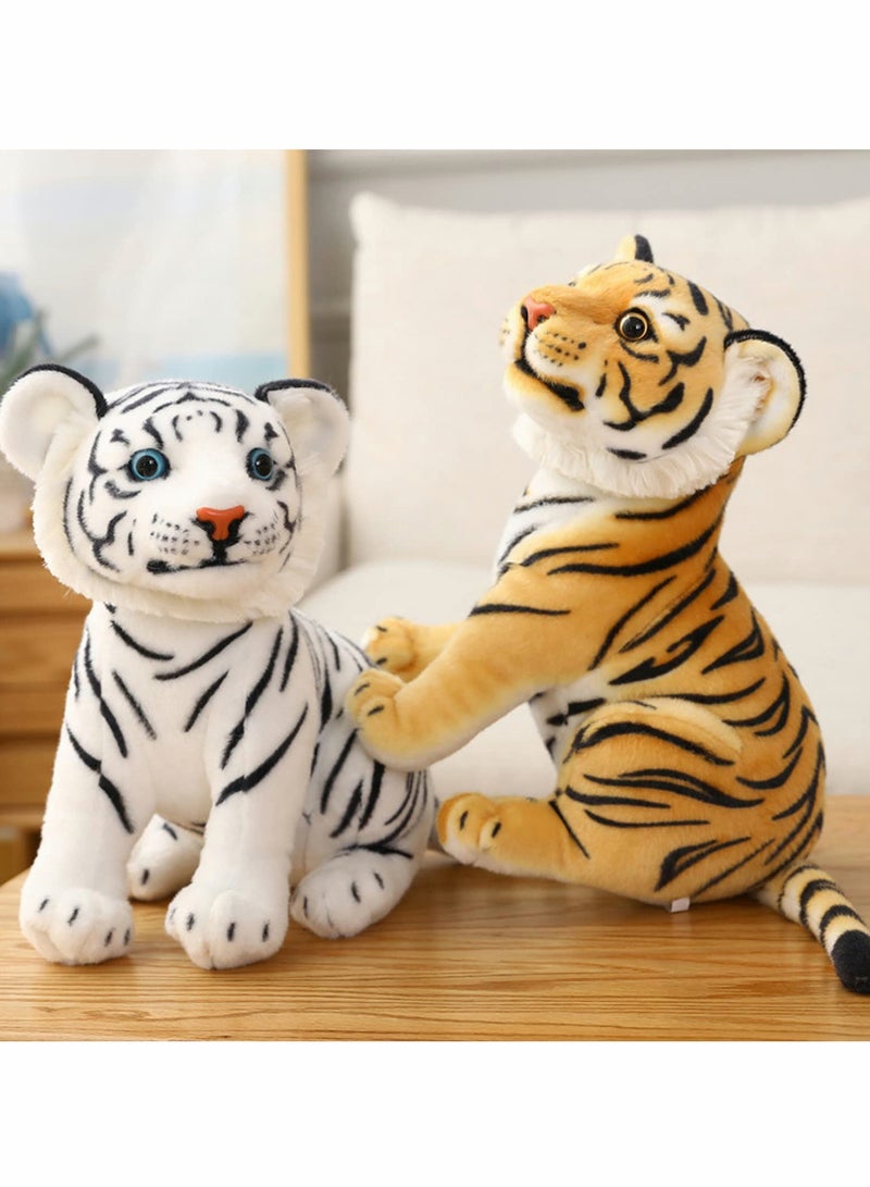 Plush Tiger Toy, 27 cm Realistic Stuffed Tiger Toy Jungle Zoo Tiger Stuffed Animal Tiger Throw Pillow for Kids Child Boys Girls Friends Birthday Party Children's Day Gift