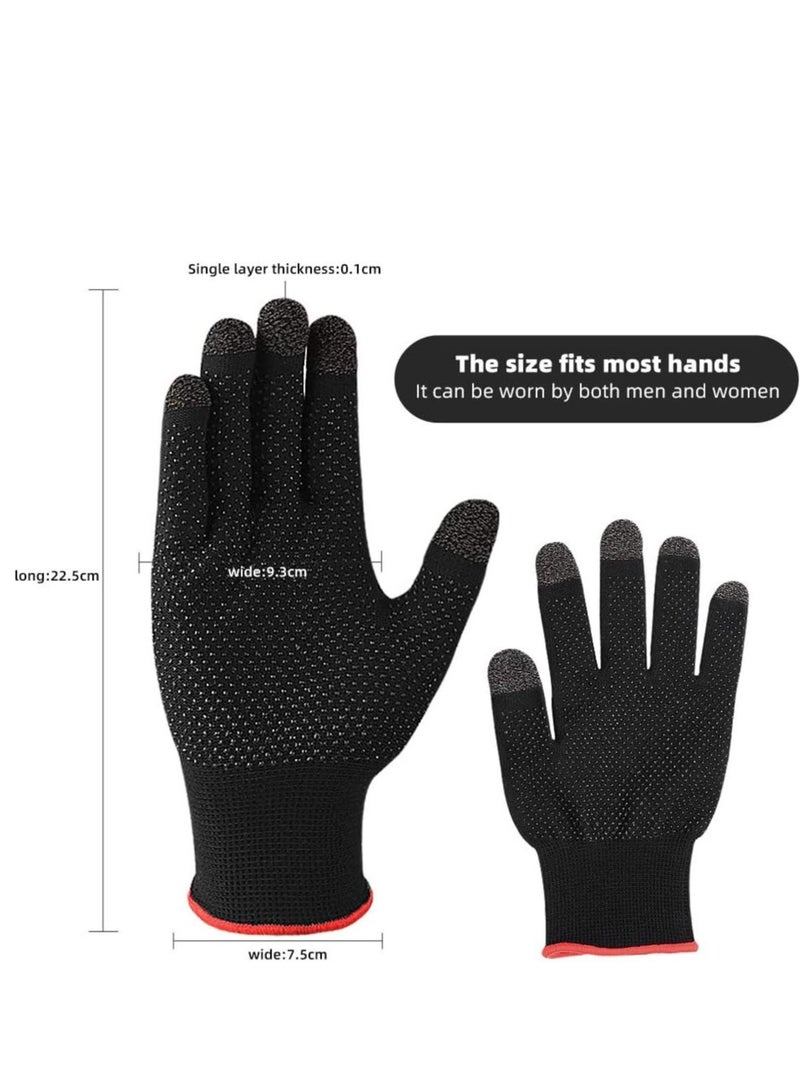 Gaming Gloves, Anti Sweat Breathable, Touch Finger for Highly Sensitive Nano Silver Fiber Material, Dot Silica Gel Palm Non Slip Design, Support Almost All Mobile Gaming  05 Black