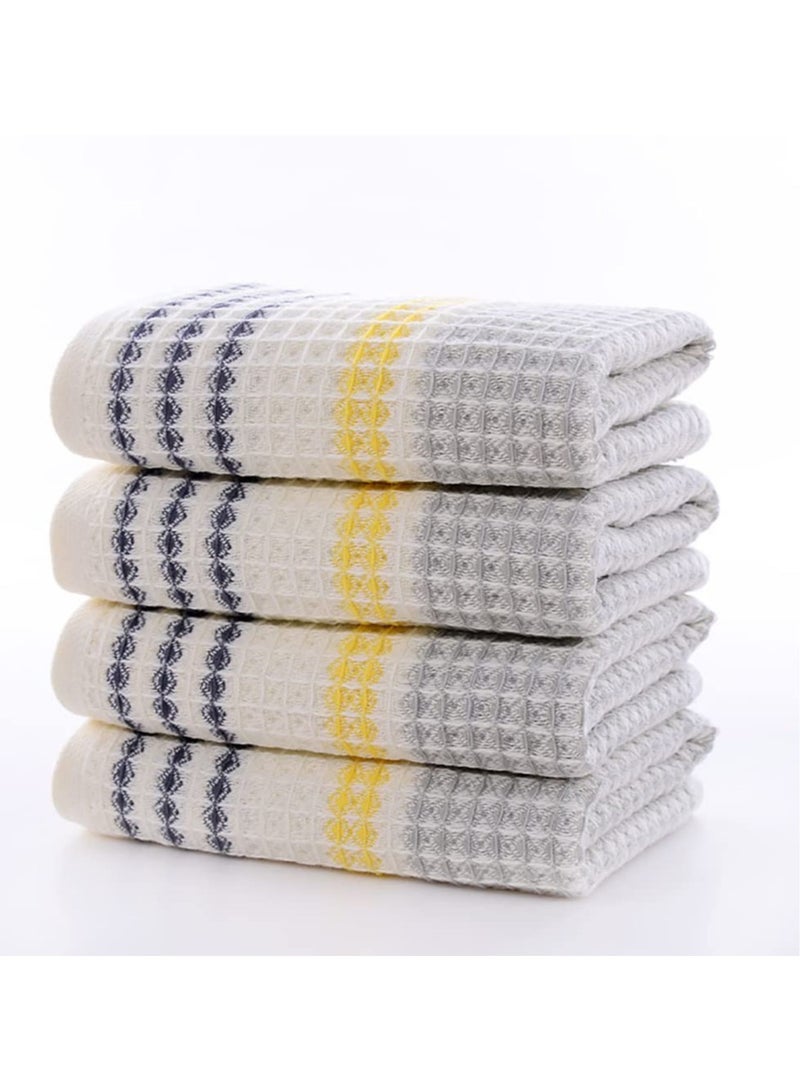 Striped Towel Set,Cotton Quick Drying Yellow Grey Black Striped 1 Bath Towels 1 Hand Towels 1 Washcloths for Face Body Light Weight Ultra Soft and Absorbent for Home or Travel