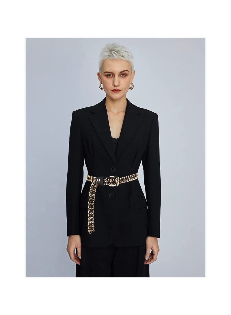 Metal Leather Chain Belts Punk Style Waist Belt for Women Dress Jeans Punk Rock Waist Belts