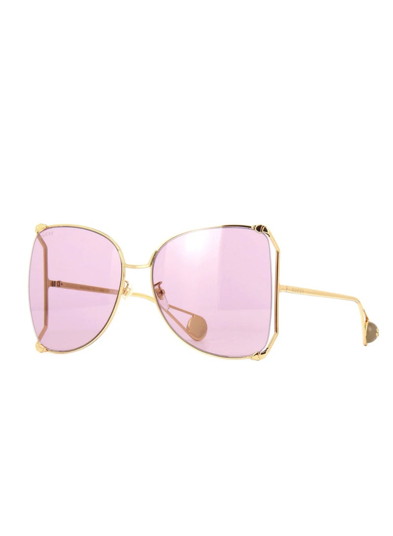 women's UV resistant fashionable full frame sunglasses 63mm retro sunglasses pink gradient GG0252S