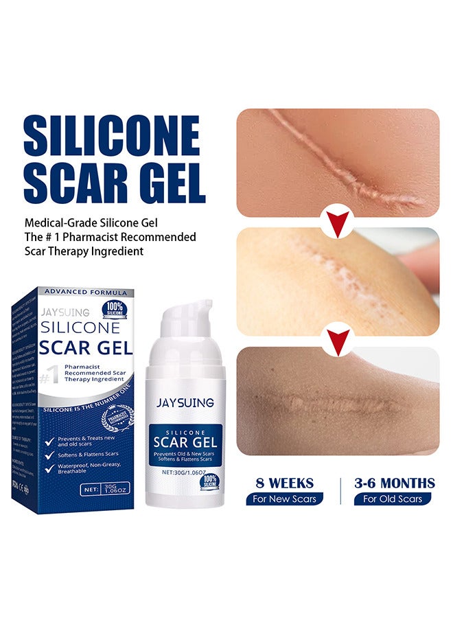 Silicone Scar Gel 30G, For Scar Removal, Scar Treatment, Scar Removal Cream For C-Section, Stretch Marks, Acne, Surgery, Effective For Both Old And New Scars
