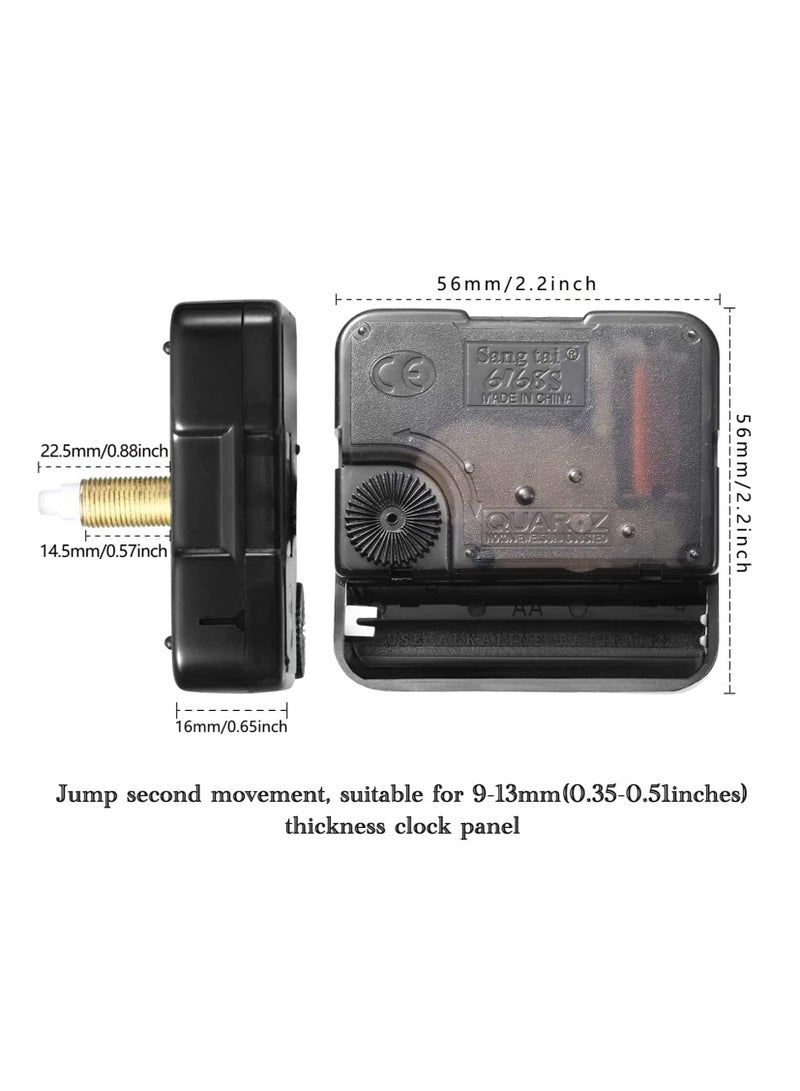 2 Pieces High Torque Long Shaft Clock Movement Mechanism with 5 Different Pairs of Hands DIY Clock Repair Parts Replacement