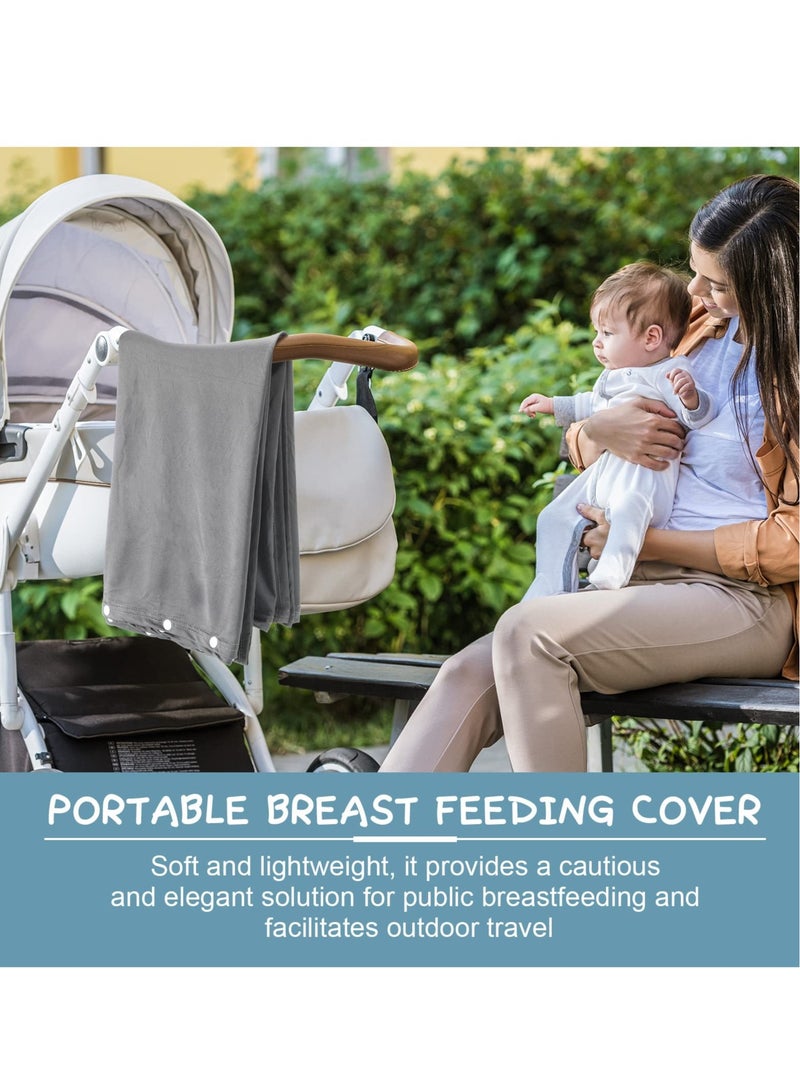 Nursing Covers for Breastfeeding 2 Soft Cotton Nursing Covers with Button Design for Privacy Car Seat Canopy and More Perfect for Boys and Girls Black and Gray