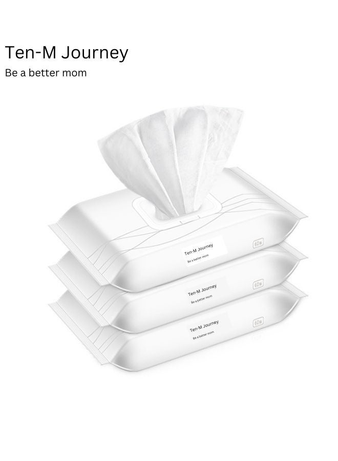Ultra Soft Wet Wipes Toilet Sheets, Flushable Cotton Toilet Wet Wipes, Eco-Friendly Portable Pure Water Wet Wipes Sheets 60 Sheets Per Pack