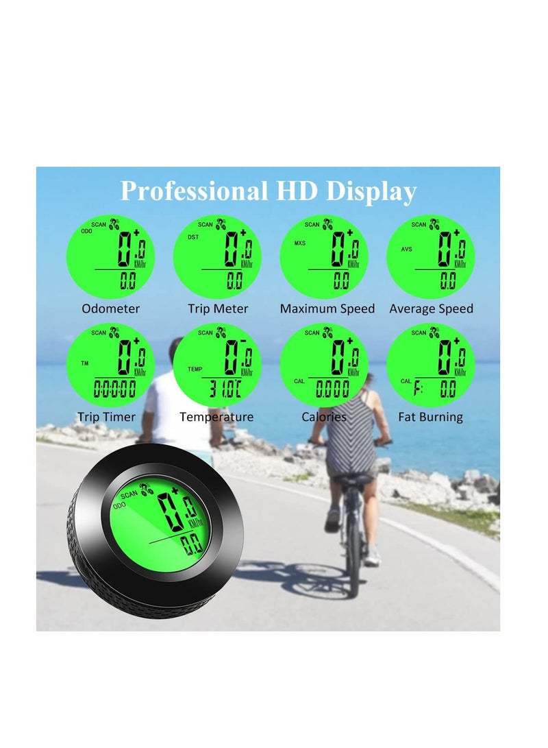 Bicycle Computer Multifunctional Waterproof Odometer Bike Speedometer Cycling Speed Tracker with 3-Colour Backlit Display with 20 Functions and Auto on off for Outdoor Indoor Tracking