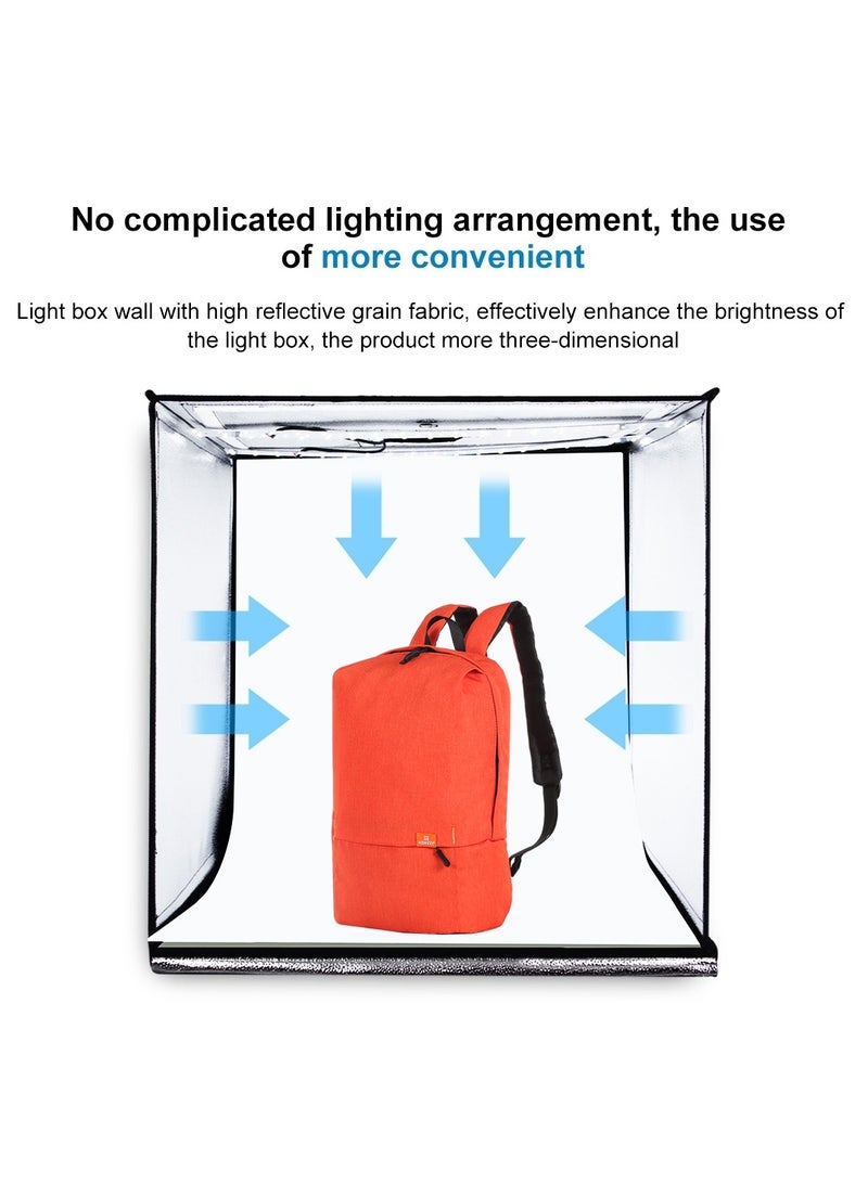 23.6Inch/60cm Photo Studio Light Box Portable Light Tent LED 5500K White Light Dimmable Mini 36W Photography Studio Tent Kit with 6 Removable Backdrop (Black Orange White Green Blue Red)