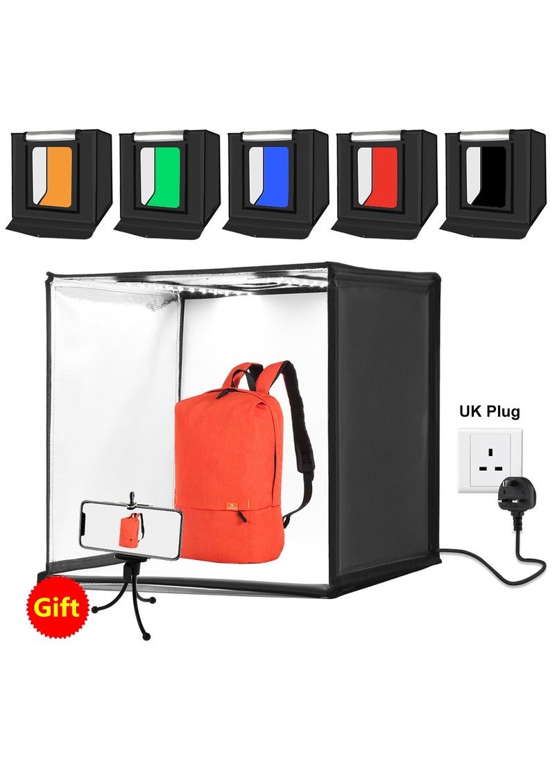 23.6Inch/60cm Photo Studio Light Box Portable Light Tent LED 5500K White Light Dimmable Mini 36W Photography Studio Tent Kit with 6 Removable Backdrop (Black Orange White Green Blue Red)