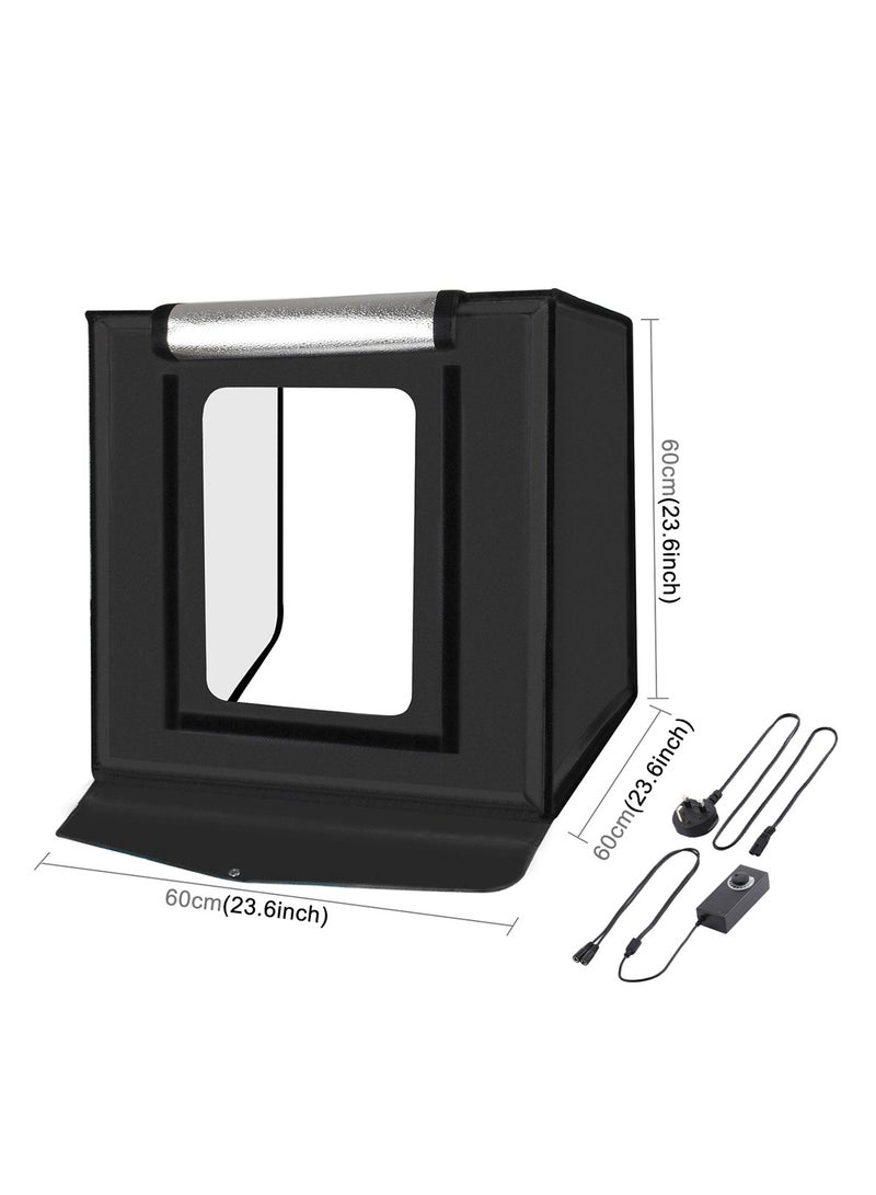 23.6Inch/60cm Photo Studio Light Box Portable Light Tent LED 5500K White Light Dimmable Mini 36W Photography Studio Tent Kit with 6 Removable Backdrop (Black Orange White Green Blue Red)