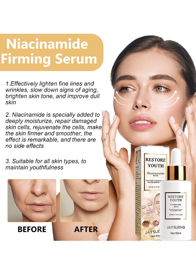 Niacinamide Serum, Effectively Reduce Fine Lines And Wrinkles, Slow Down Signs Of Aging, Brighten Skin Tone, And Improve Dull Skin Tone, Suitable For All Skin Types, 40ML