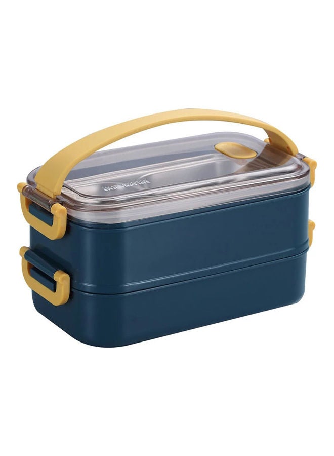 Double Layer Lunch Box   For  Kids And Adults Blue 22cm