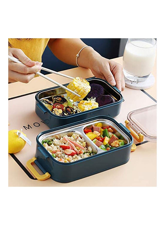 Double Layer Lunch Box   For  Kids And Adults Blue 22cm