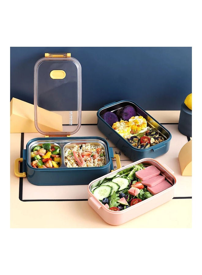 Double Layer Lunch Box   For  Kids And Adults Blue 22cm