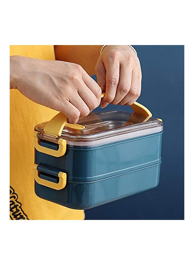 Double Layer Lunch Box   For  Kids And Adults Blue 22cm