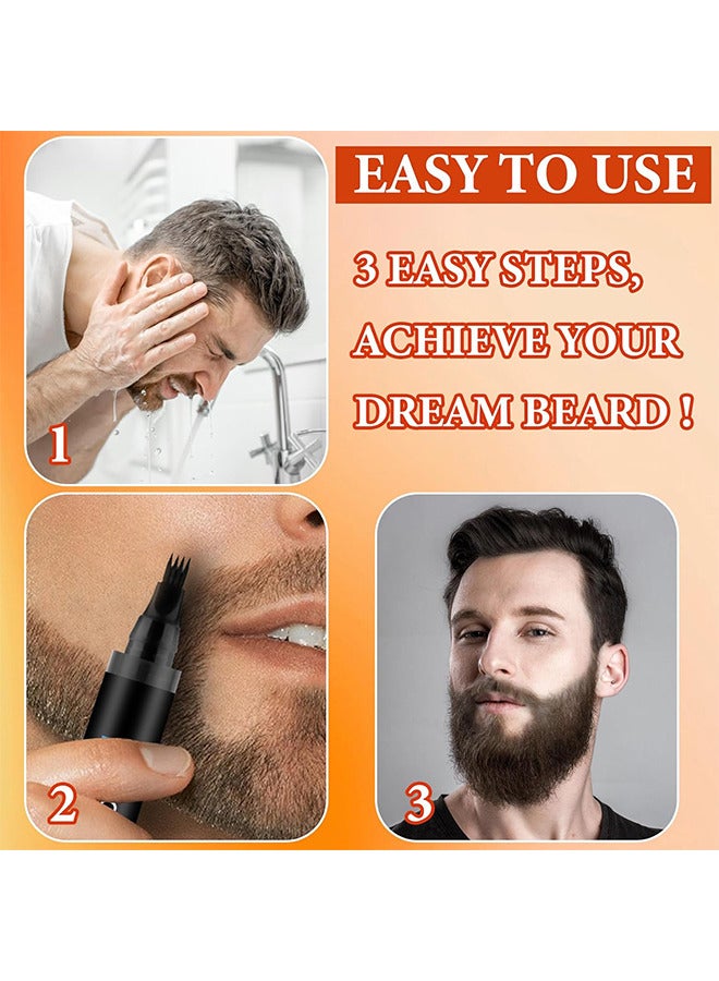 Beard Filler Pen, Waterproof Beard Pen Beard Styling Pen, Black Beard Dye Beard Darkener Marker Long Lasting Coverage Natural Finish For Beard (Black)