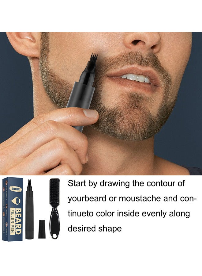 Beard Filler Pen, Waterproof Beard Pen Beard Styling Pen, Black Beard Dye Beard Darkener Marker Long Lasting Coverage Natural Finish For Beard (Black)