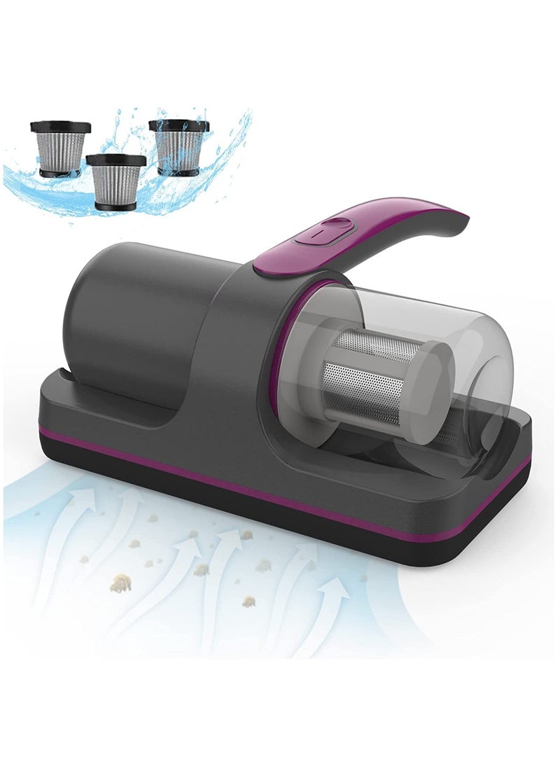 Bed Vacuum Cleaner, 12Kpa Powerful Mattress Vacuum Cleaner with 3 Filters, 2- speed Deep Sofa Vacuum Cleaner with Purple Light