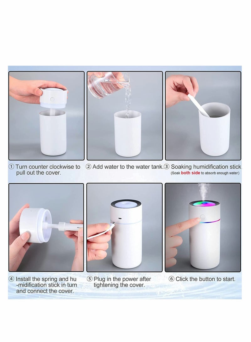 Car Diffuser Car Humidifier, Cool Mist Portable Mini USB Humidifier for Plants Car Baby Bedroom with Auto Shut-Off, Best Personal Humidifier ( 320ML - White )