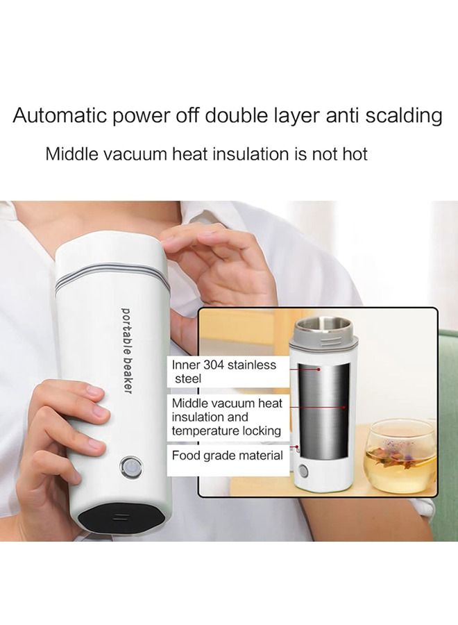 Portable Electric Kettle for Boiling Water 350ML Travel Beaker Tea Kettle Hot Water Boiler Stainless Steel Automatic Shut Off for Making Tea Coffee Baby Milk