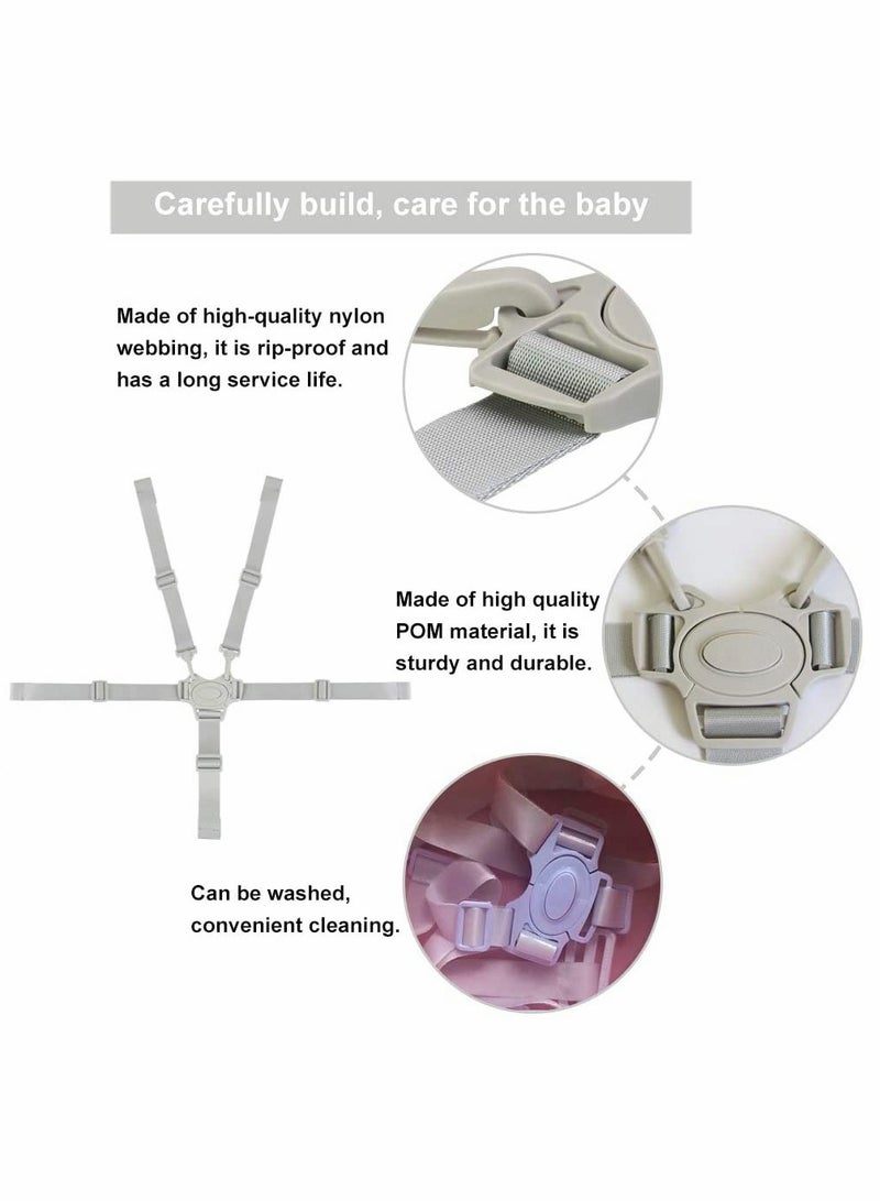 Adjustable 5 Point Harness Baby Safety Strap Belt for Stroller Pushchair Pram Buggy, Universal High Chair Baby Seat Security Belt Replacement