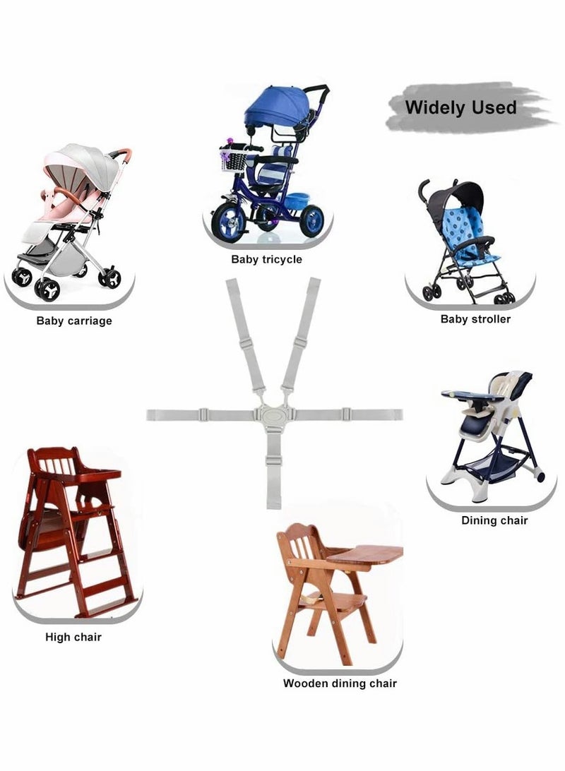 Adjustable 5 Point Harness Baby Safety Strap Belt for Stroller Pushchair Pram Buggy, Universal High Chair Baby Seat Security Belt Replacement
