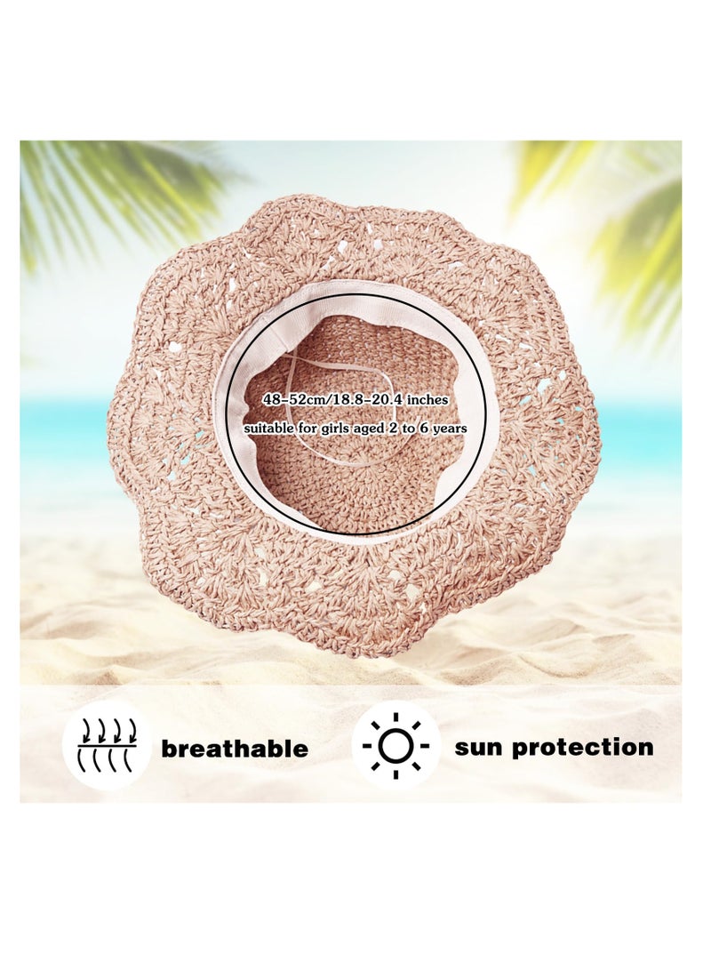 Baby Sun Hat, Baby Straw Hat, Baby Girl Straw Hat, Baby Girl Sun Hat, Toddler Summer Sun Cap with Bow, Baby Beach Hat, Foldable Beach Sun Protection Hats for 2-6 Years, Beige